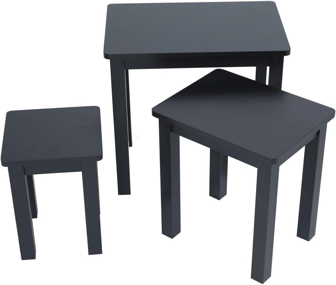 Space Saving Nesting End Tables Wood Black Rectangular Waterproof Coffee Bedside - Kwikley