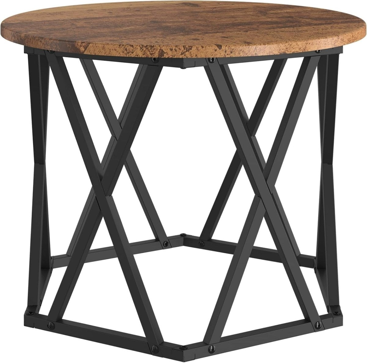 Space Saving Nesting Side Tables Set of 3 Round Brown Rustic Reclaimed Wood - Kwikley