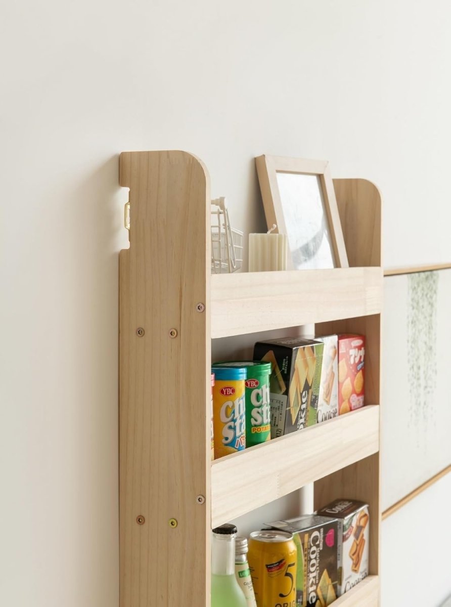 Space - Saving Solid Pine Wood Wall Bookshelf 6 - Tier Book & Toy Organizer - Kwikley