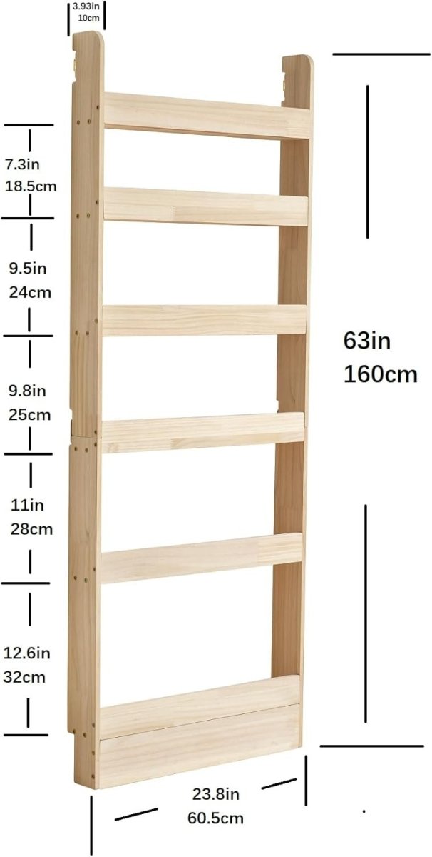 Space - Saving Solid Pine Wood Wall Bookshelf 6 - Tier Book & Toy Organizer - Kwikley