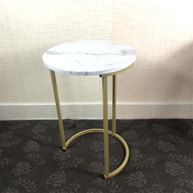 Space Saving White Round Nesting Coffee Side End Table Set Adjustable Feet - Kwikley