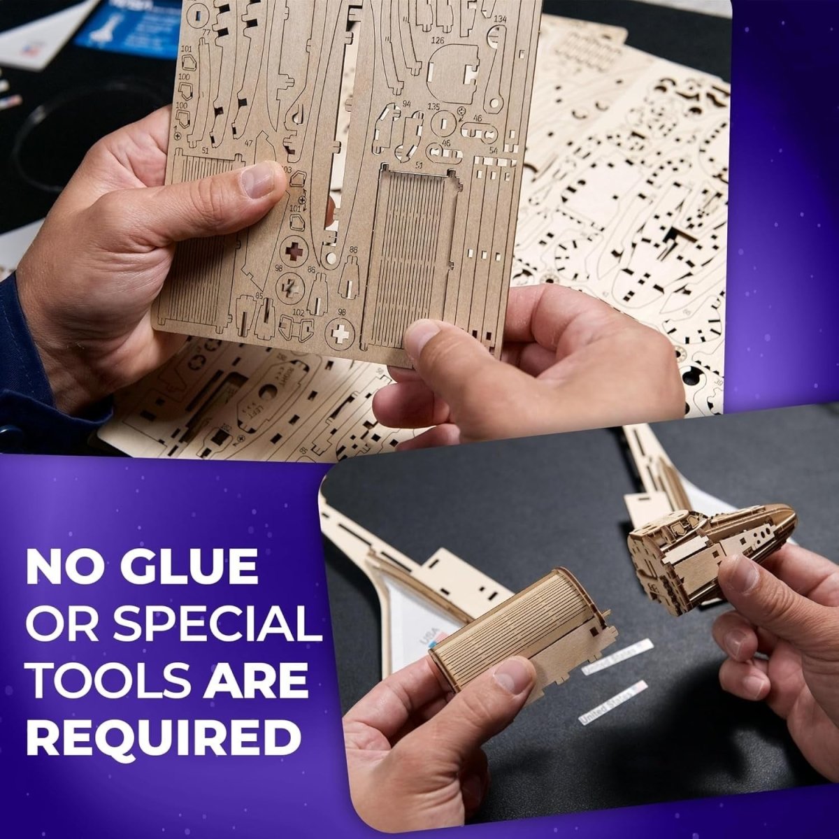 Space Shuttle 3D Wooden Puzzle Telescope Model Kit STEM Craft - Kwikley