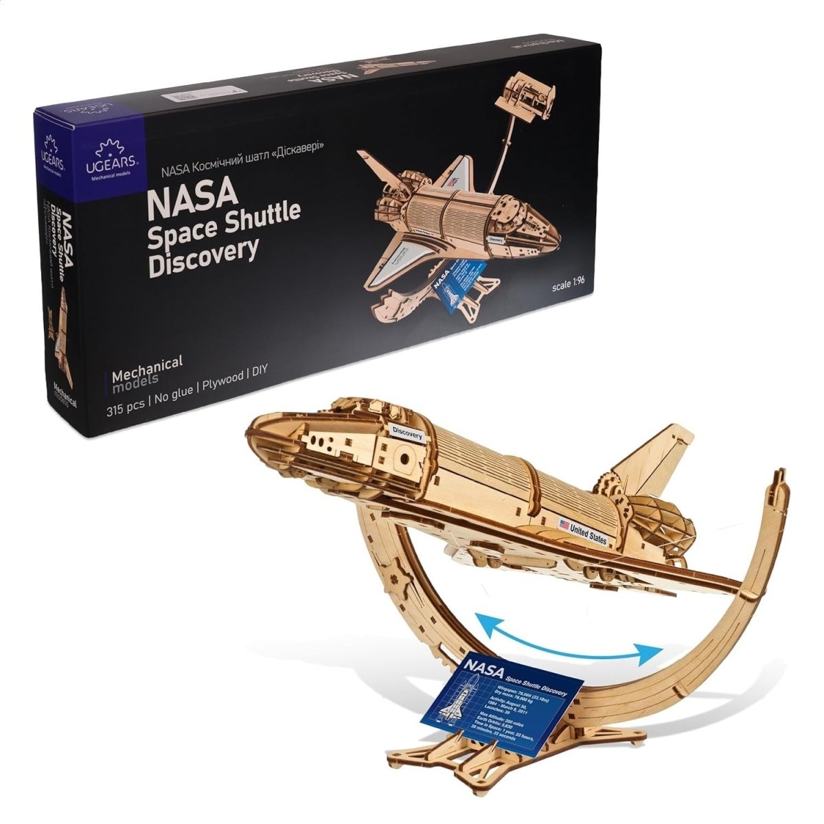 Space Shuttle 3D Wooden Puzzle Telescope Model Kit STEM Craft - Kwikley