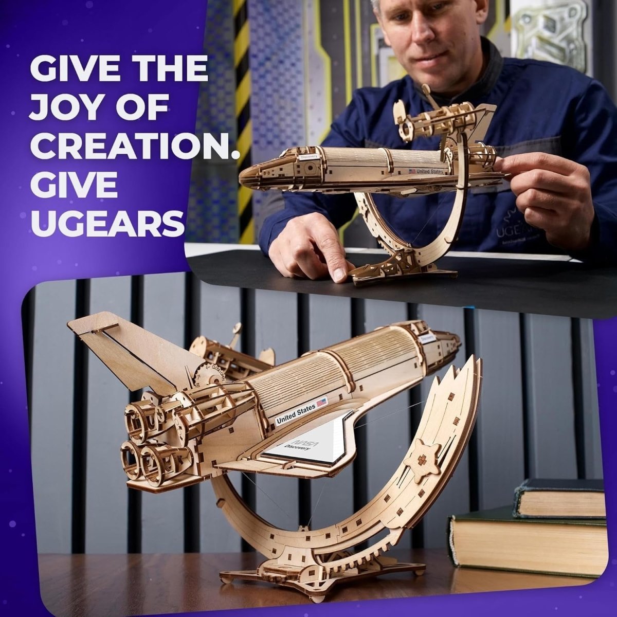 Space Shuttle 3D Wooden Puzzle Telescope Model Kit STEM Craft - Kwikley