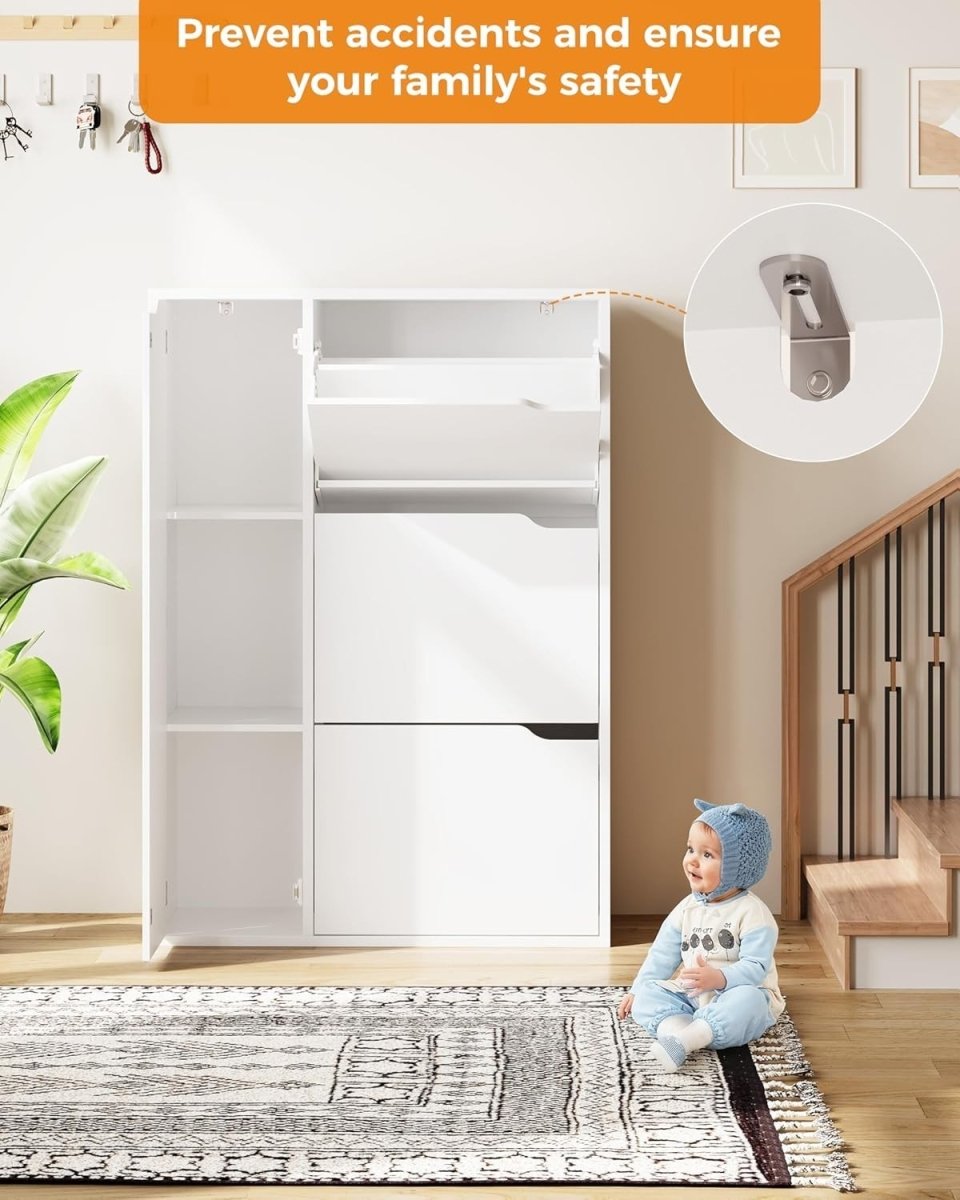 Spacious 3 - Door Flip Shoe Cabinet with Boot Storage & Adjustable Shelves - Kwikley