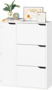 Spacious 3 - Door Flip Shoe Cabinet with Boot Storage & Adjustable Shelves - Kwikley
