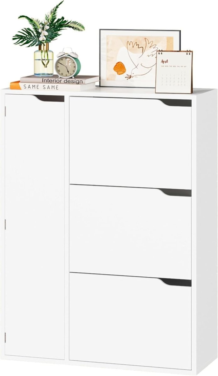 Spacious 3 - Door Flip Shoe Cabinet with Boot Storage & Adjustable Shelves - Kwikley