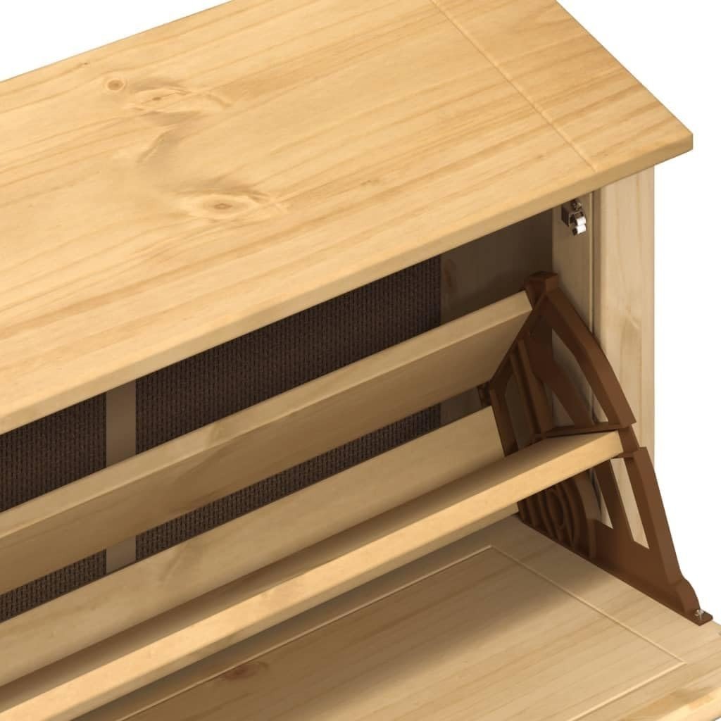 Spacious Solid Pine Shoe Cabinet 4 Flip - Drawers Metal Handles 99x32x163.5cm - Kwikley
