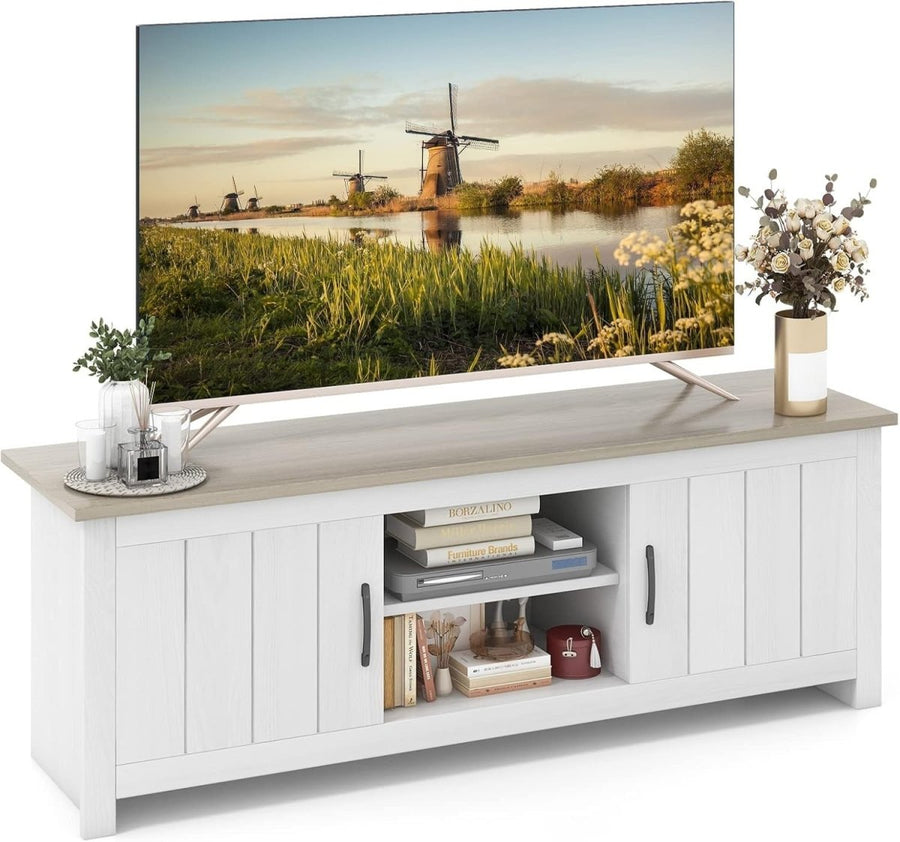 Spacious Wooden TV Stand Cabinet for TVs up to 65" with Storage Shelves - Kwikley