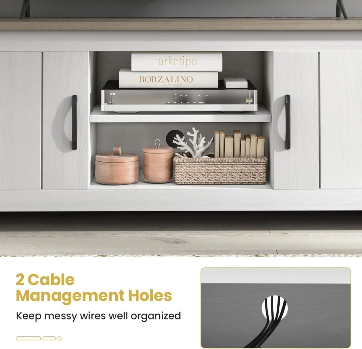 Spacious Wooden TV Stand Cabinet for TVs up to 65" with Storage Shelves - Kwikley