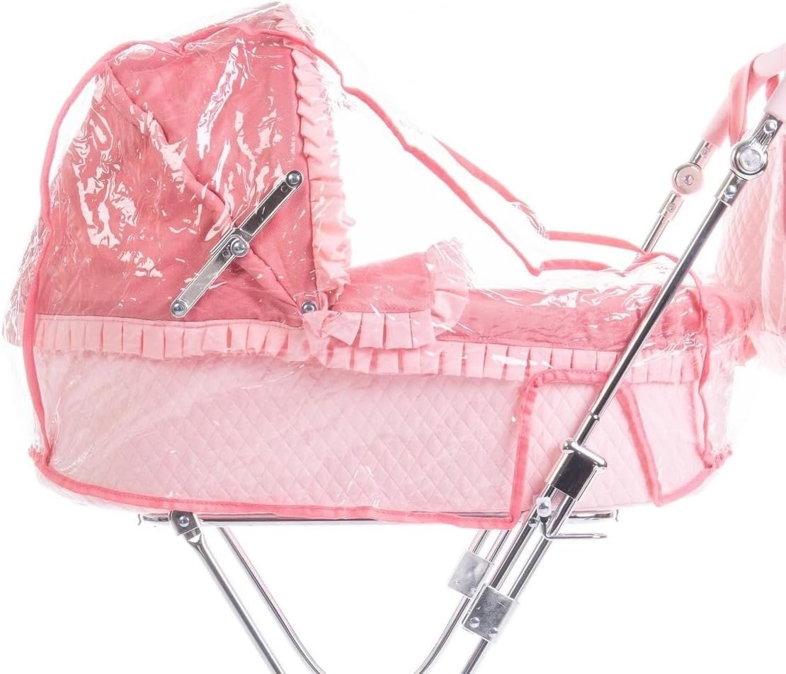 Spanish Style Dolls Pram Pink Adjustable Handle Foldable Buggy for Kids - Kwikley