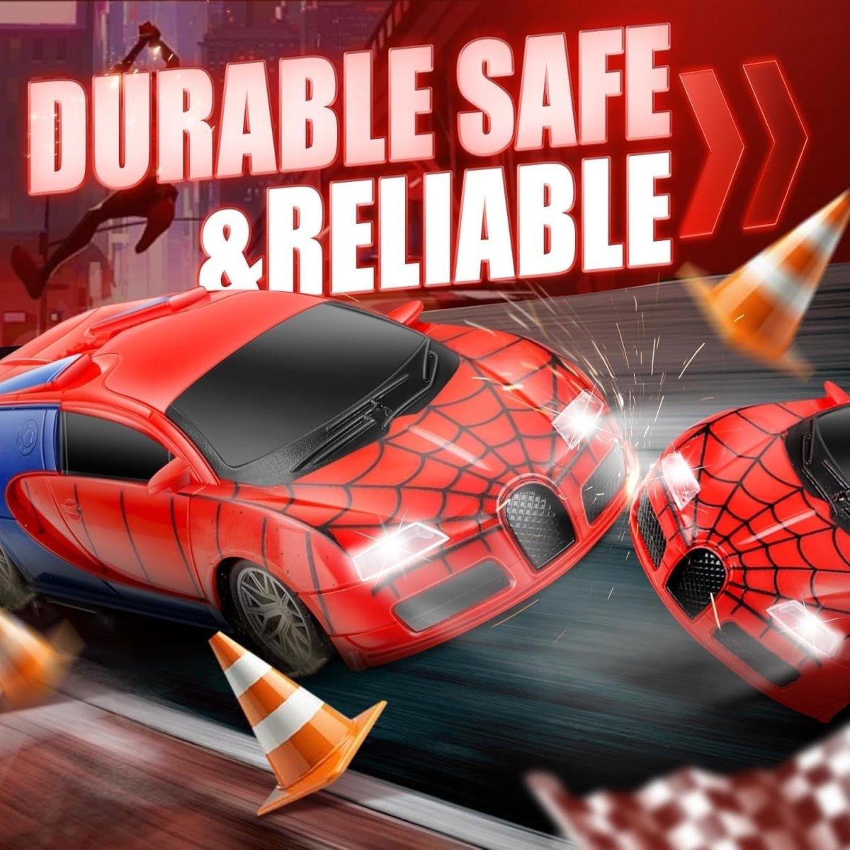 Spider Remote Control Car Toy LED Lights, Fast RC Racing Car Ages 3–8 - Kwikley