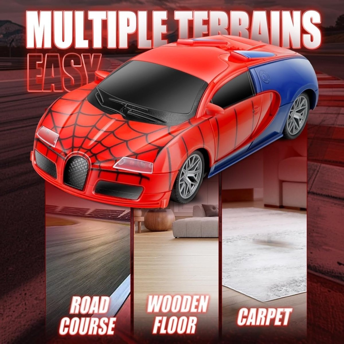 Spider Remote Control Car Toy LED Lights, Fast RC Racing Car Ages 3–8 - Kwikley