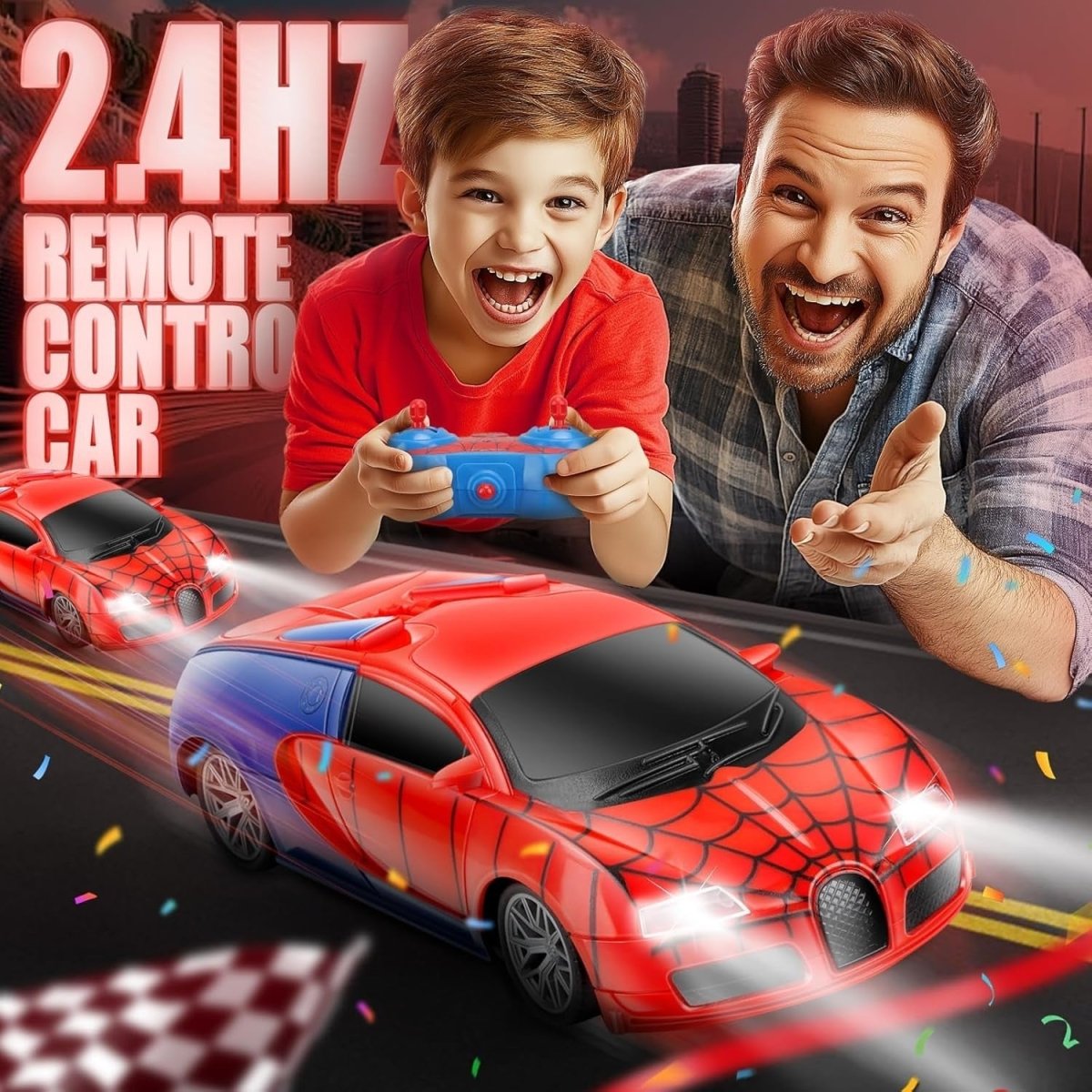 Spider Remote Control Car Toy LED Lights, Fast RC Racing Car Ages 3–8 - Kwikley