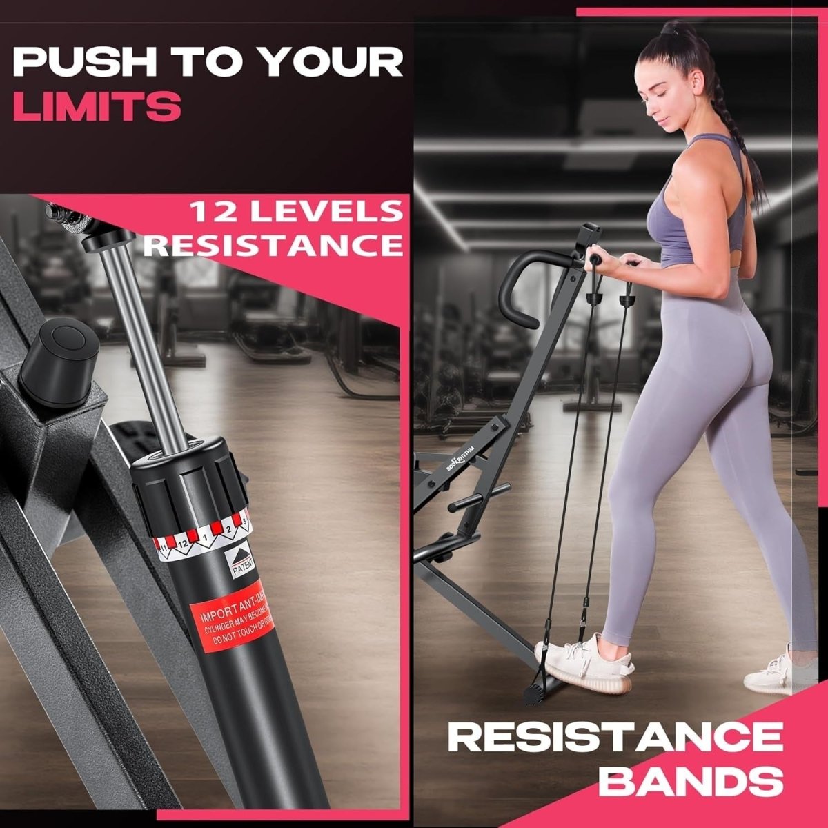 Squat Assist Rowing Machine Foldable Full Body Trainer w LCD Monitor - Kwikley