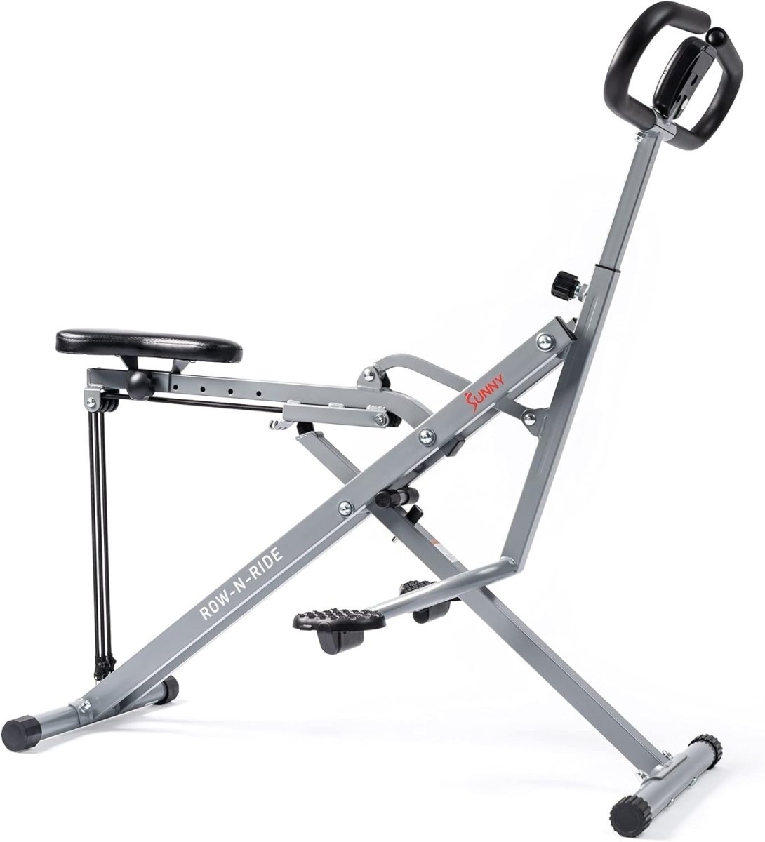 Squat Assist Rowing Machine + Foldable Manual Treadmill LCD Home Fitness Combo - Kwikley