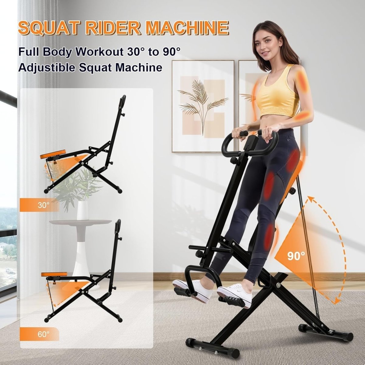 Squat Assist Trainer Foldable Rowing Machine Leg Workout LCD - Kwikley