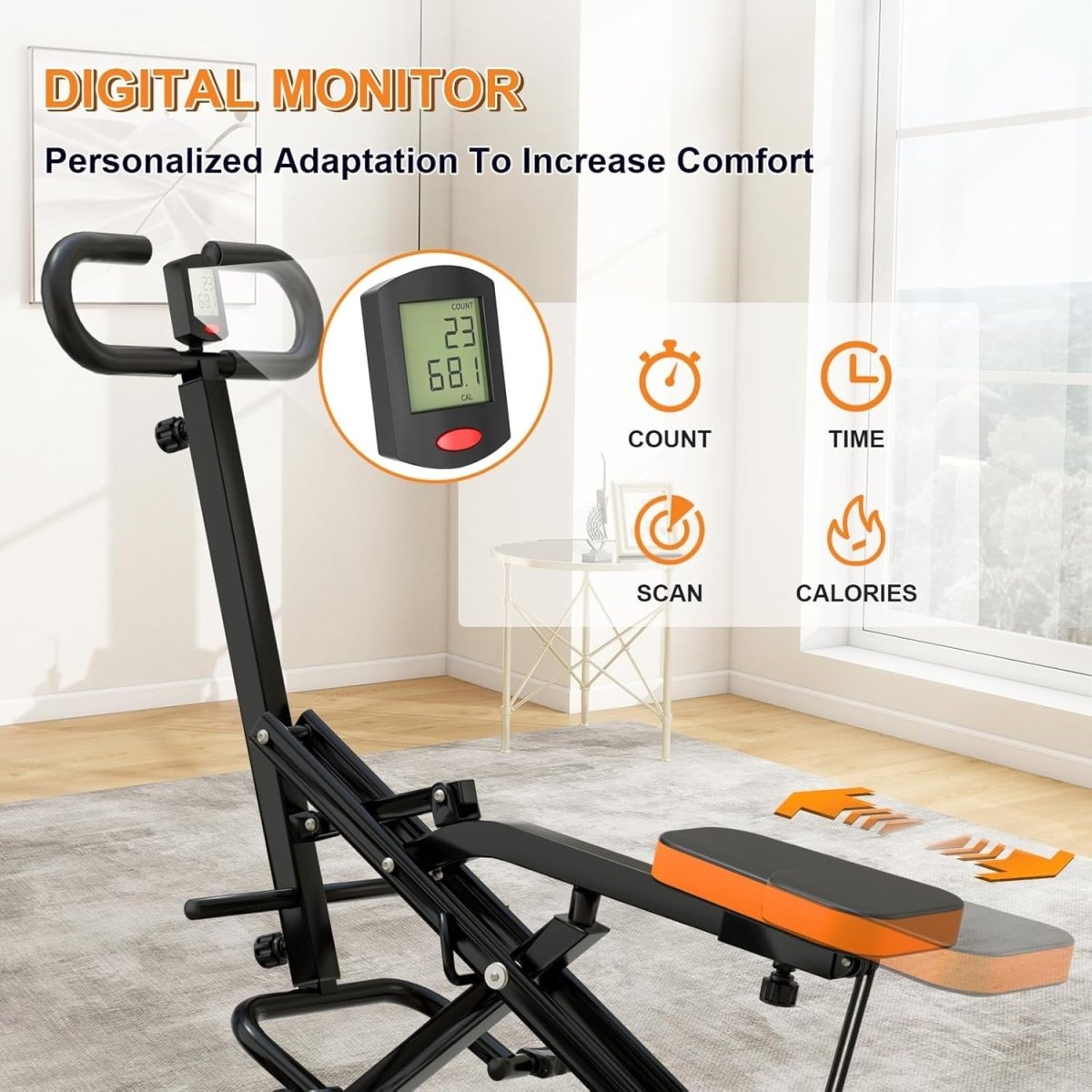 Squat Assist Trainer Foldable Rowing Machine Leg Workout LCD - Kwikley