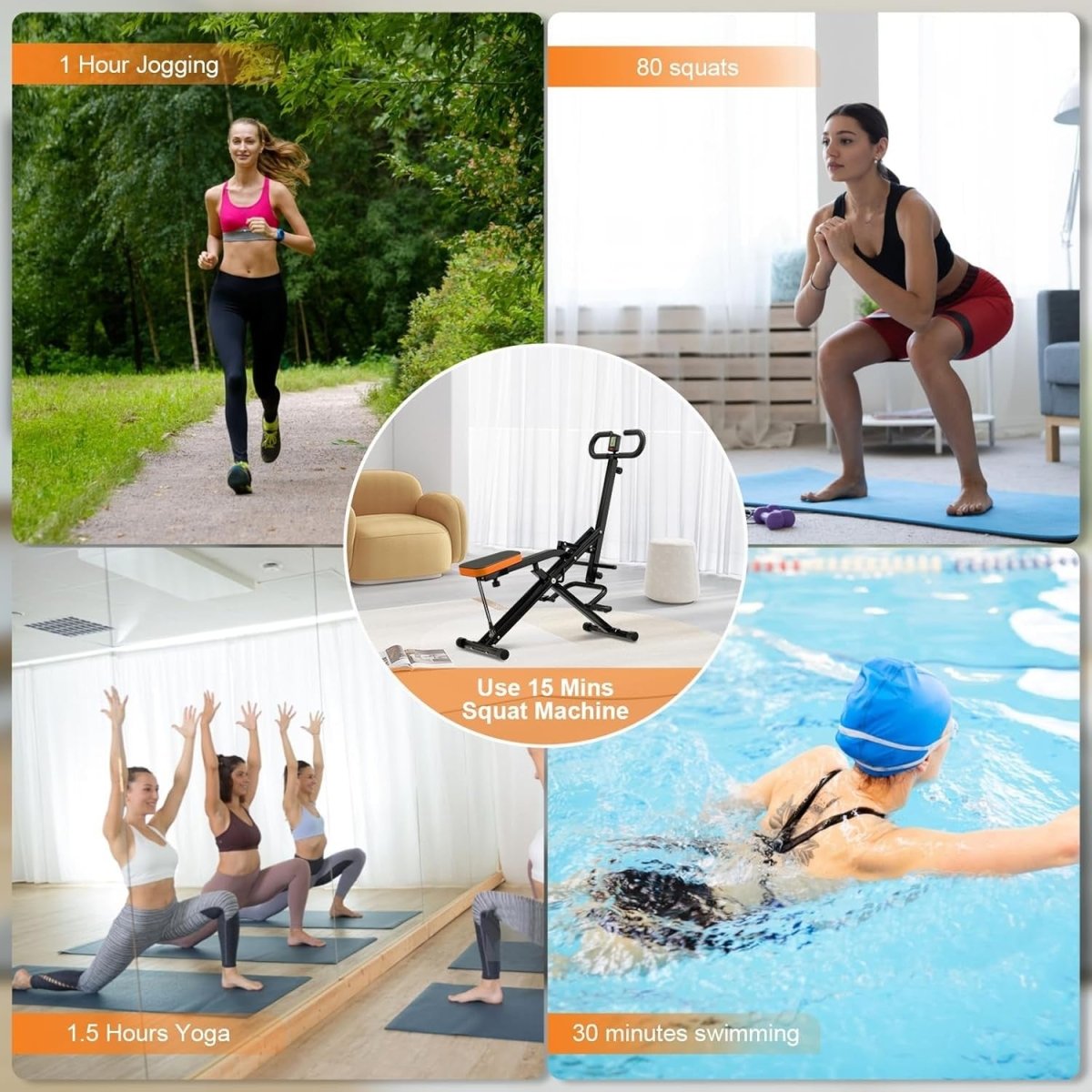 Squat Assist Trainer Foldable Rowing Machine Leg Workout LCD - Kwikley