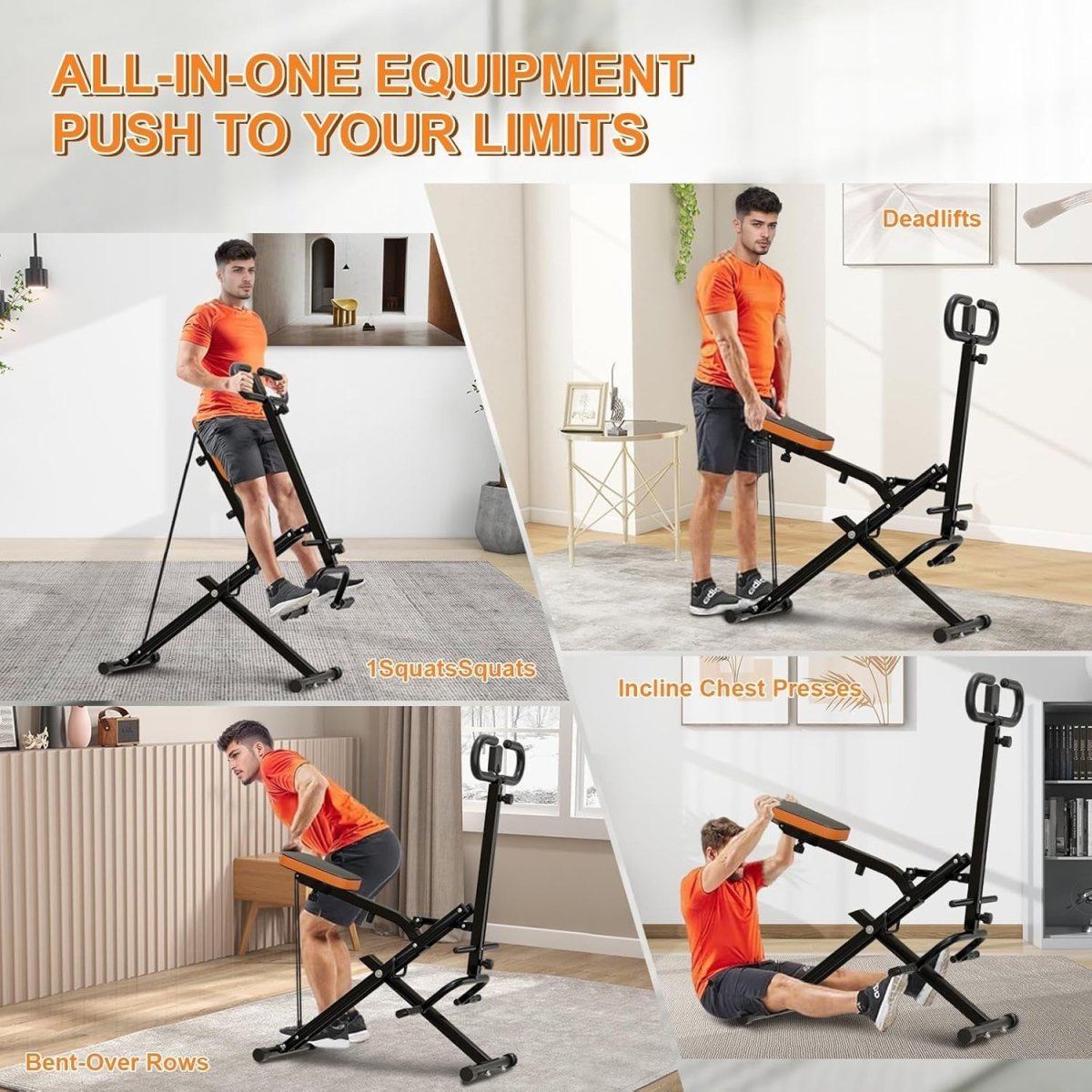 Squat Assist Trainer Foldable Rowing Machine Leg Workout LCD - Kwikley