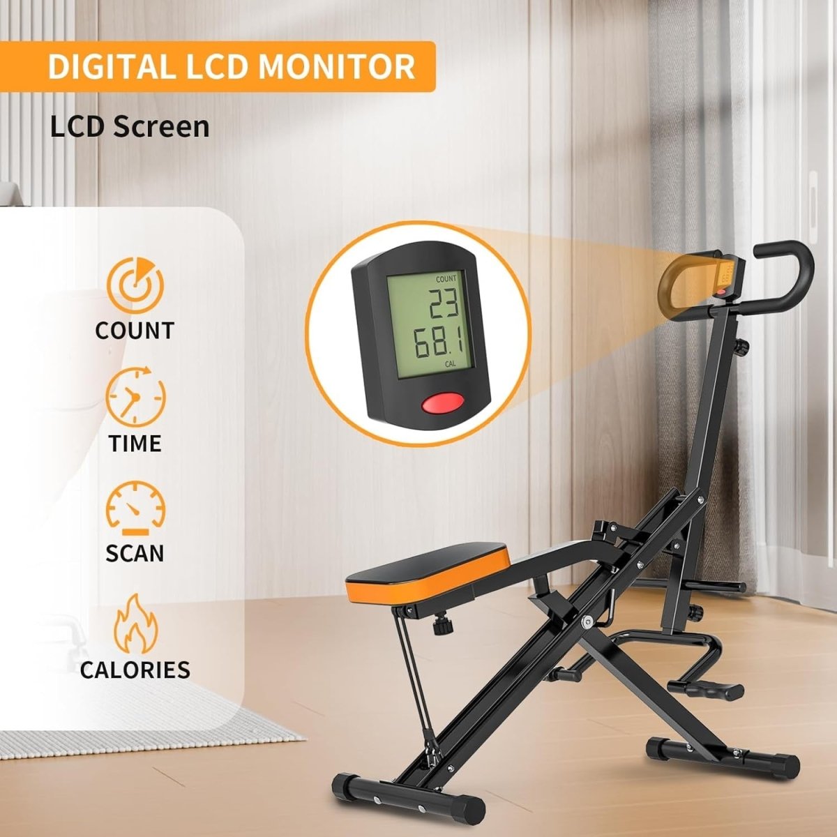 Squat Assist Trainer Rowing Machine Full Body Workout w LCD - Kwikley
