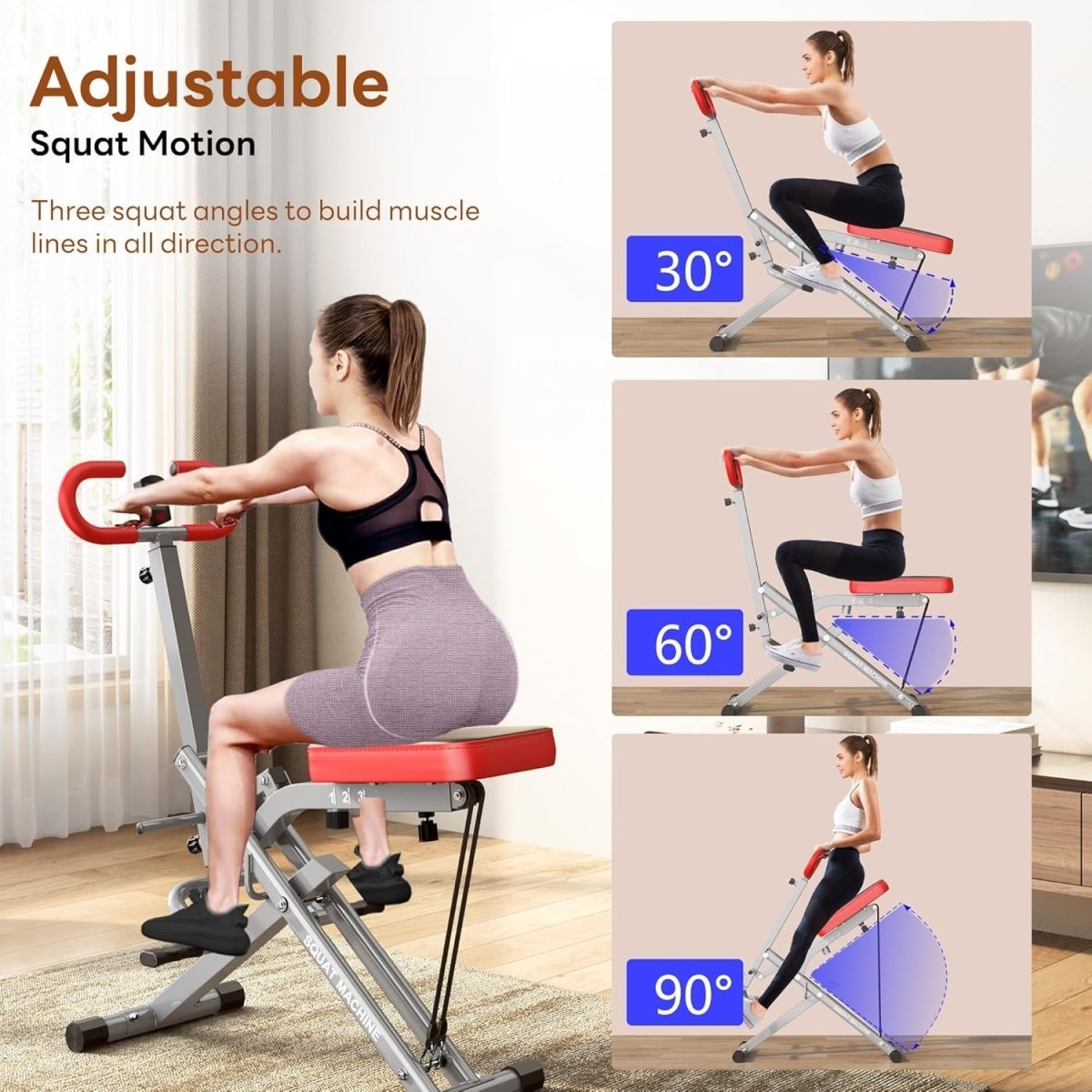 Squat Assist Trainer Rowing Machine Home Gym Glutes Legs Workout 330lbs - Kwikley