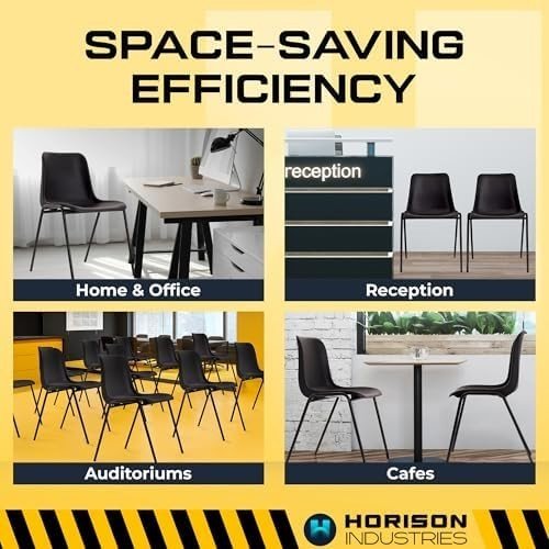 Stackable Black Plastic Chairs Set of 20 – Durable Office & Conference Seats - Kwikley