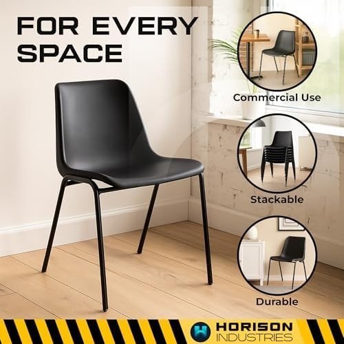 Stackable Black Plastic Chairs Set of 20 – Durable Office & Conference Seats - Kwikley