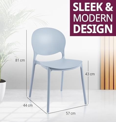 Stackable Dining Chairs Set 4 Light Grey Plastic Modern Kitchen Seats - Kwikley