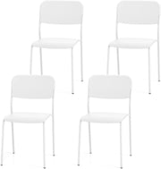 Stackable Dining Chairs Set 4 White Wide Seat Metal Legs - Kwikley