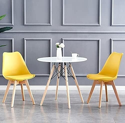 Stackable Dining Chairs Set of 2 Wooden Legs Cushioned Retro Lounge Office - Kwikley