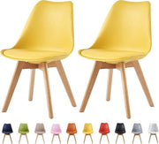 Stackable Dining Chairs Set of 2 Wooden Legs Cushioned Retro Lounge Office - Kwikley