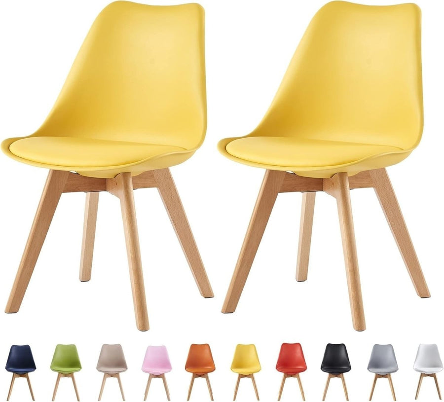 Stackable Dining Chairs Set of 2 Wooden Legs Cushioned Retro Lounge Office - Kwikley