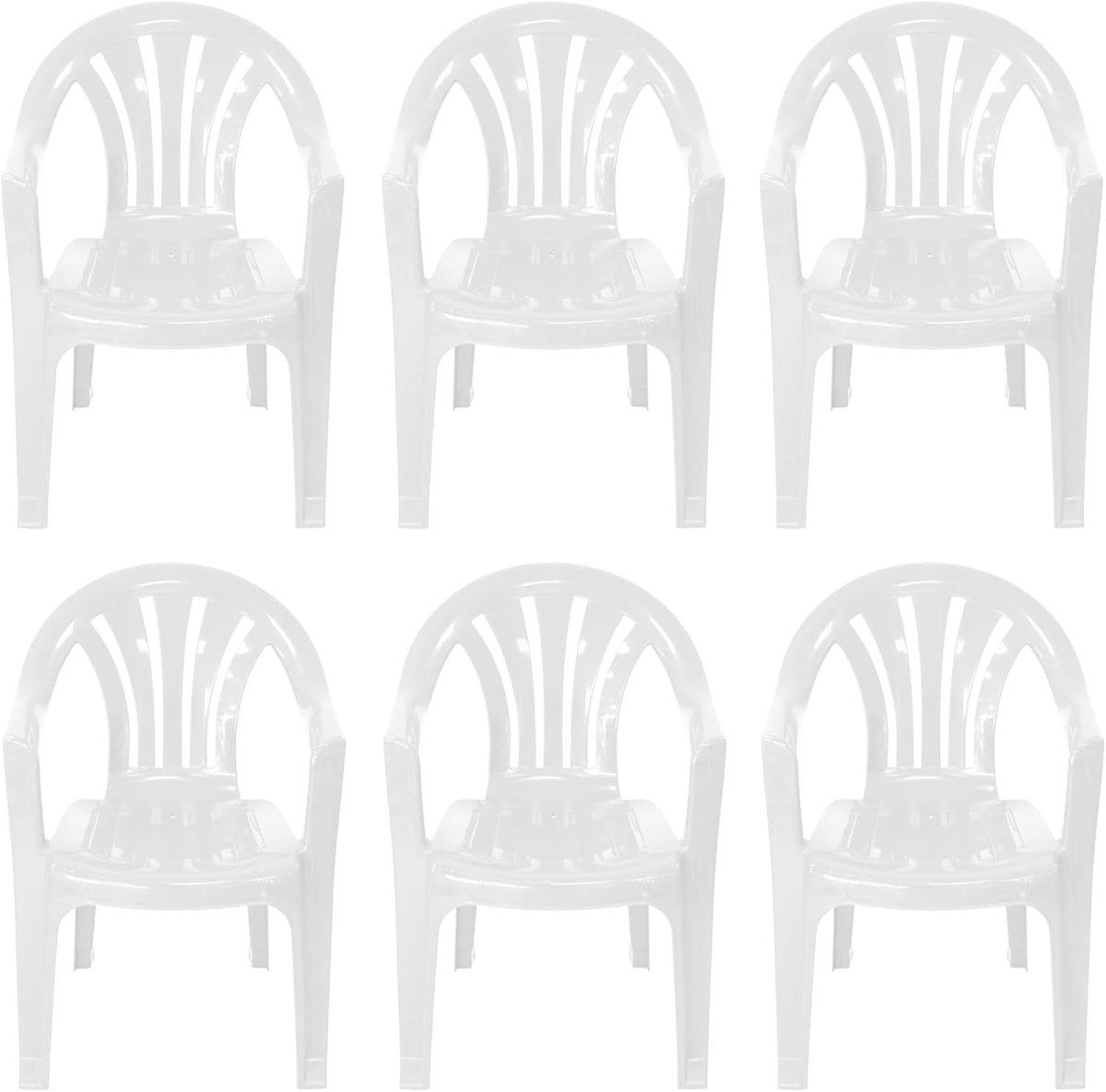 Stackable Garden Chairs Set 6 White Plastic Indoor Outdoor - Kwikley