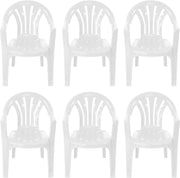 Stackable Garden Chairs Set 6 White Plastic Indoor Outdoor - Kwikley