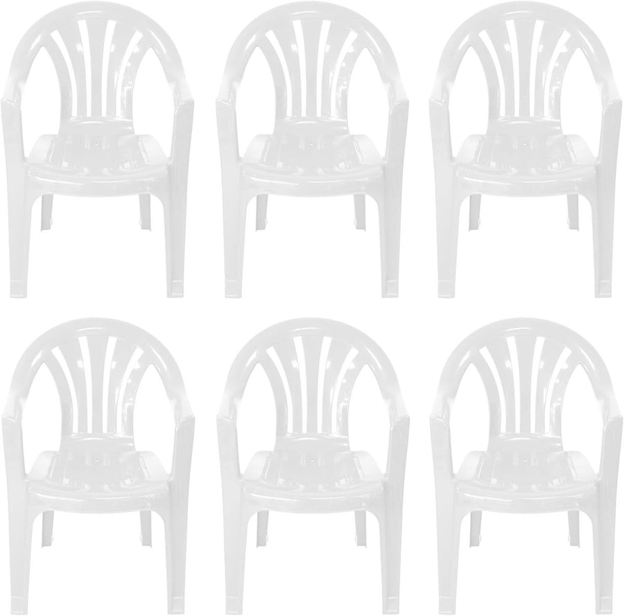 Stackable Garden Chairs Set 6 White Plastic Indoor Outdoor - Kwikley