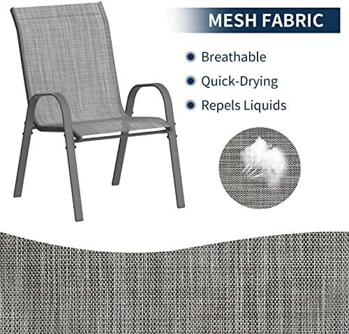 Stackable Garden Dining Chairs Set of 6 Grey High Back - Kwikley