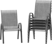Stackable Garden Dining Chairs Set of 6 Grey High Back - Kwikley