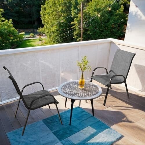 Stackable Garden Dining Chairs Set of 6 Grey High Back - Kwikley