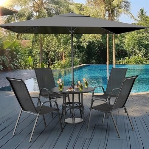 Stackable Garden Dining Chairs Set of 6 High Back Black - Kwikley
