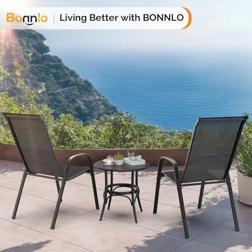 Stackable Garden Dining Chairs Set of 6 High Back Black - Kwikley