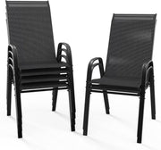 Stackable Garden Dining Chairs Set of 6 High Back Black - Kwikley