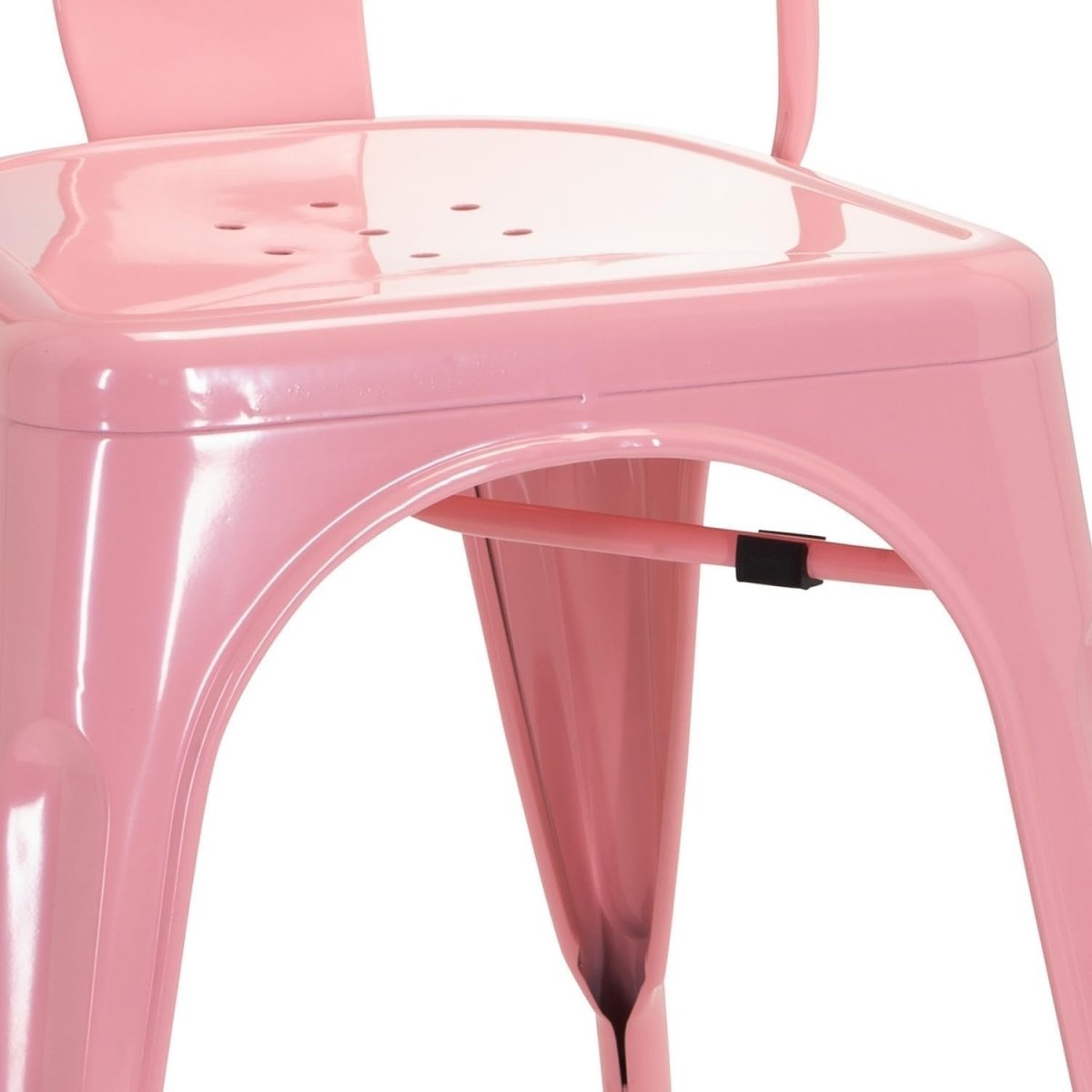 Stackable Industrial Bistro Chair Metal Frame Pink Home & Café Seat - Kwikley