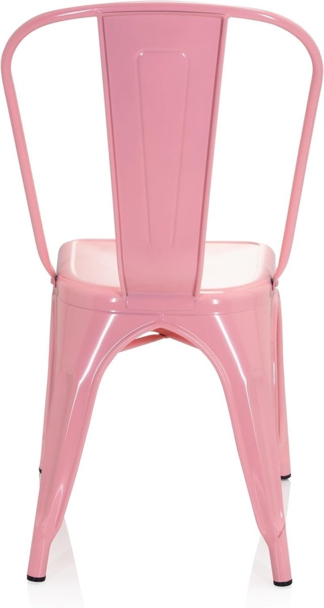 Stackable Industrial Bistro Chair Metal Frame Pink Home & Café Seat - Kwikley