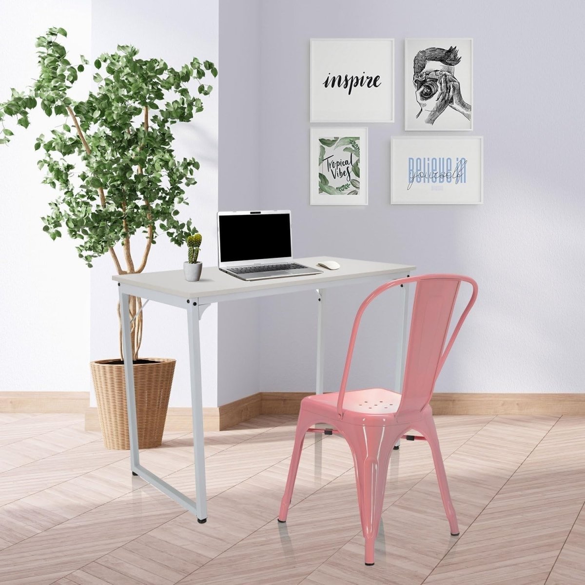 Stackable Industrial Bistro Chair Metal Frame Pink Home & Café Seat - Kwikley