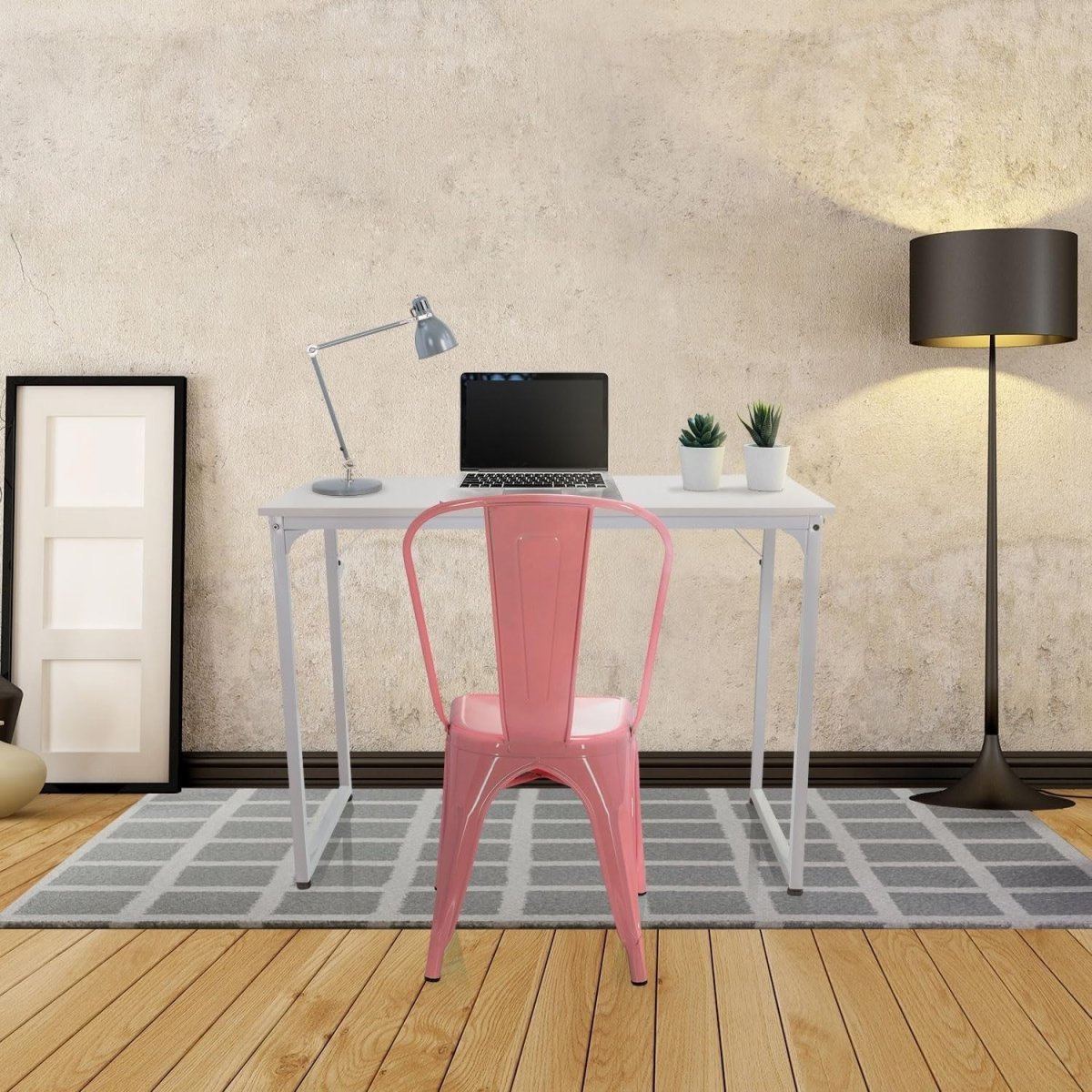 Stackable Industrial Bistro Chair Metal Frame Pink Home & Café Seat - Kwikley