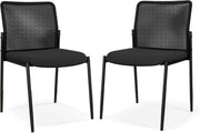 Stackable Mesh Office Chairs Set of 2 – Padded Conference & Waiting Seats - Kwikley