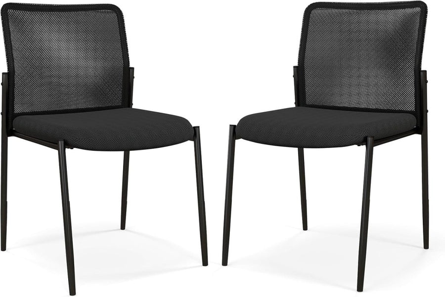 Stackable Mesh Office Chairs Set of 2 – Padded Conference & Waiting Seats - Kwikley