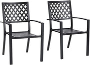 Stackable Metal Garden Chairs Outdoor Patio Dining Armrest Weatherproof 2 - Pack - Kwikley