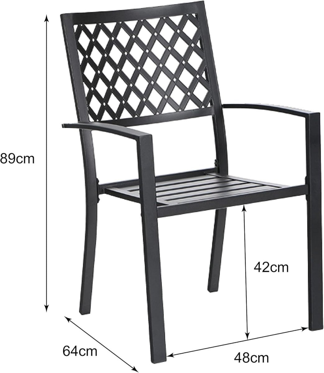 Stackable Metal Garden Chairs Outdoor Patio Dining Set with Armrests Black - Kwikley